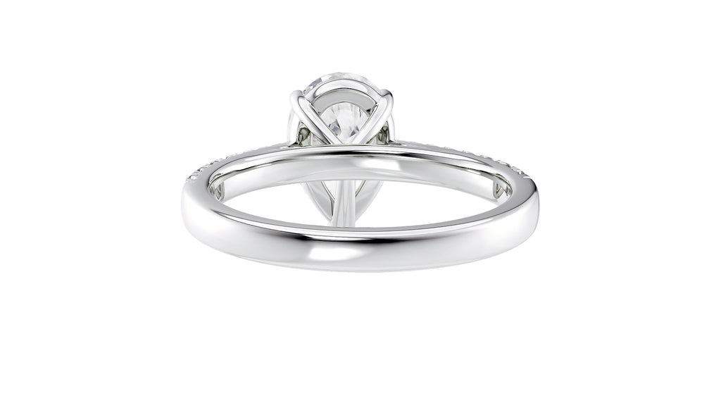 Pear Cut Solitaire Tapered Diamond Band Engagement Ring