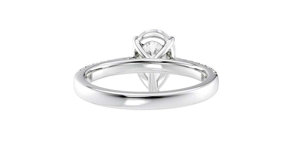 Pear Cut Solitaire Tapered Diamond Band Engagement Ring