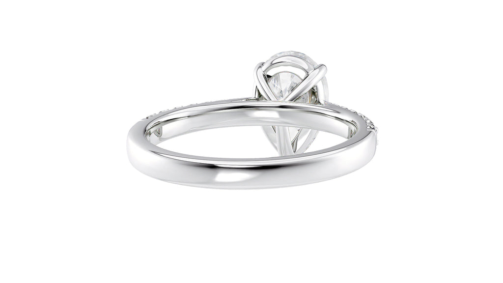 Pear Cut Solitaire Tapered Diamond Band Engagement Ring