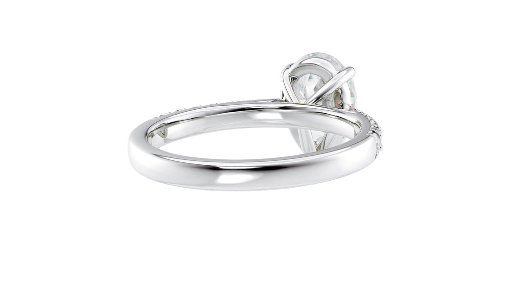 Pear Cut Solitaire Tapered Diamond Band Engagement Ring