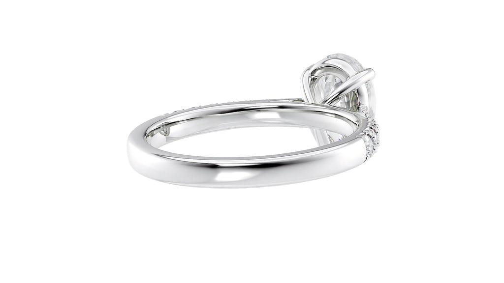 Pear Cut Solitaire Tapered Diamond Band Engagement Ring