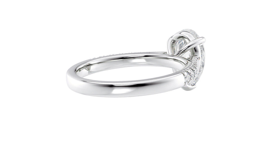 Pear Cut Solitaire Tapered Diamond Band Engagement Ring