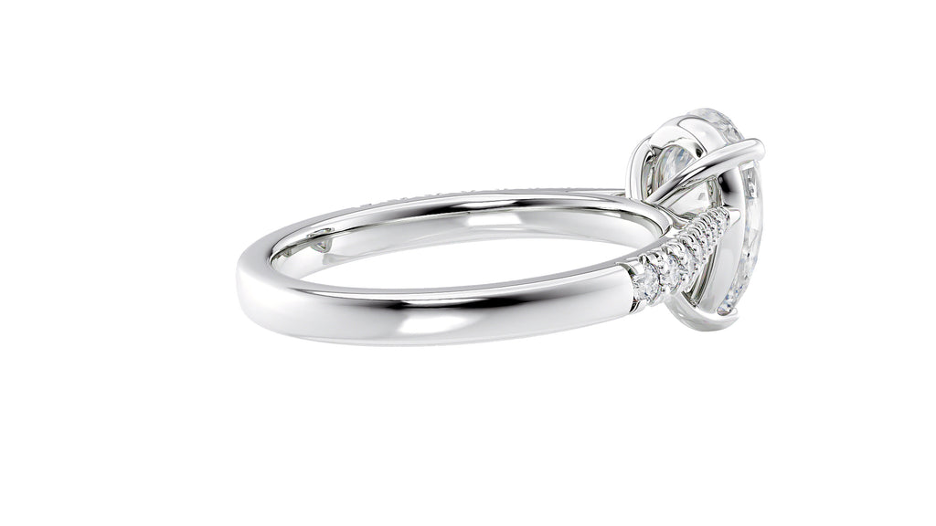 Pear Cut Solitaire Tapered Diamond Band Engagement Ring