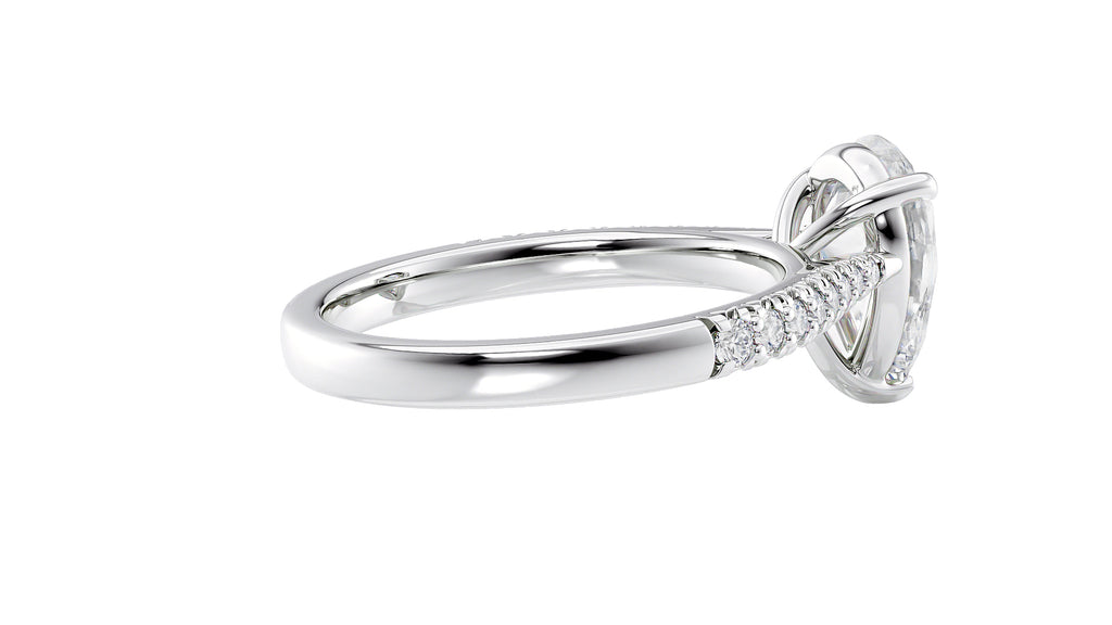 Pear Cut Solitaire Tapered Diamond Band Engagement Ring
