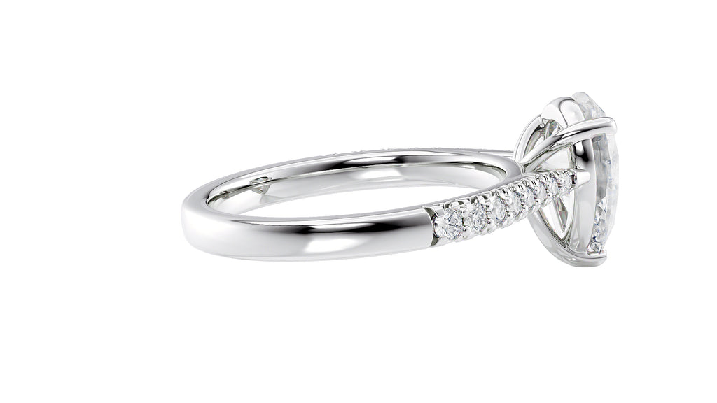 Pear Cut Solitaire Tapered Diamond Band Engagement Ring
