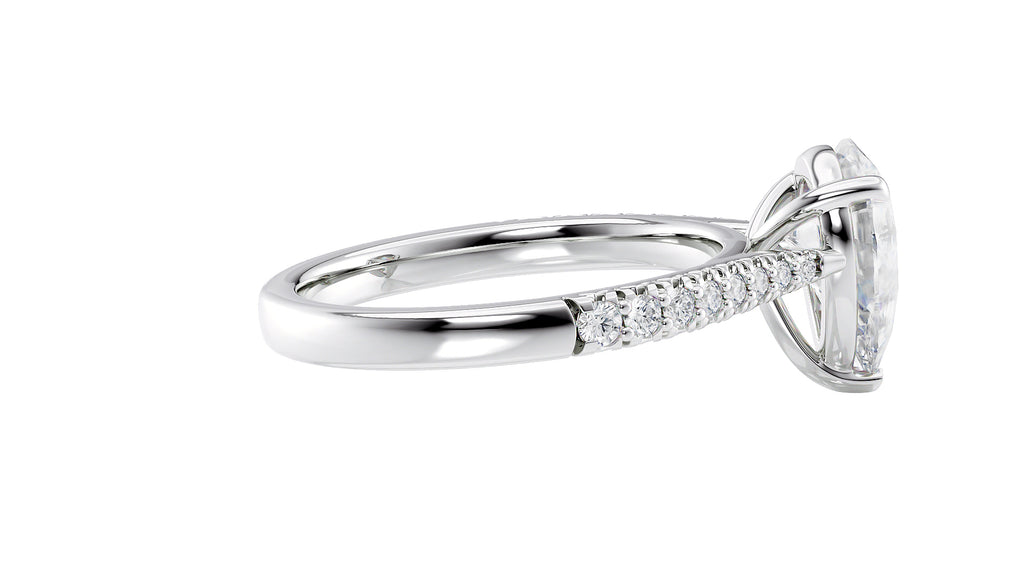 Pear Cut Solitaire Tapered Diamond Band Engagement Ring