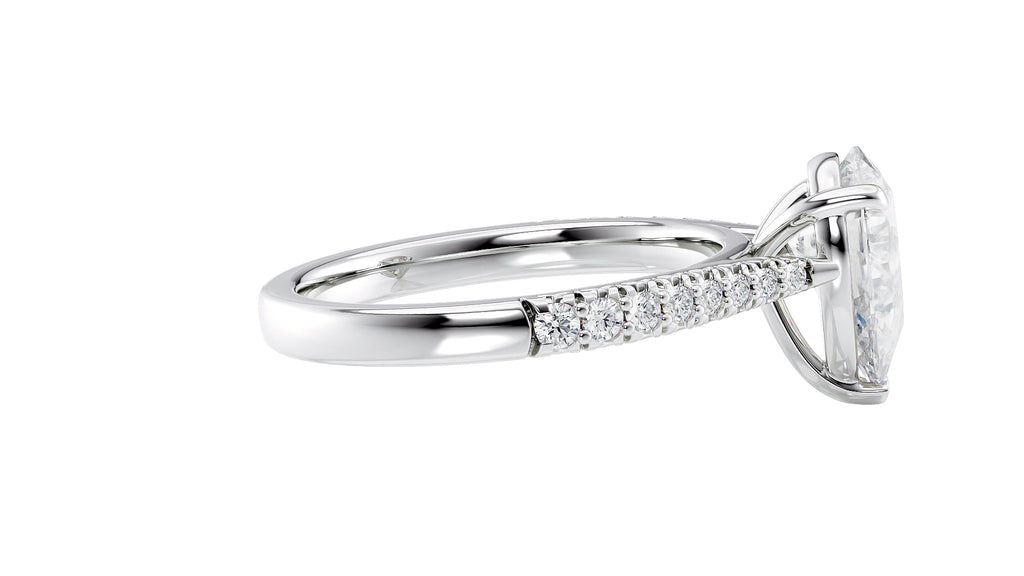 Pear Cut Solitaire Tapered Diamond Band Engagement Ring