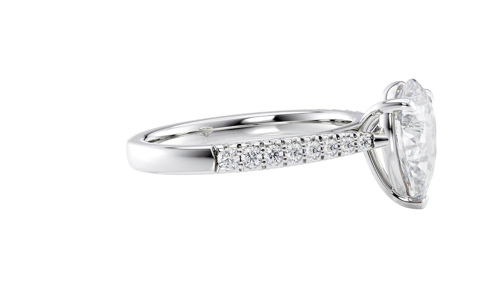 Pear Cut Solitaire Tapered Diamond Band Engagement Ring