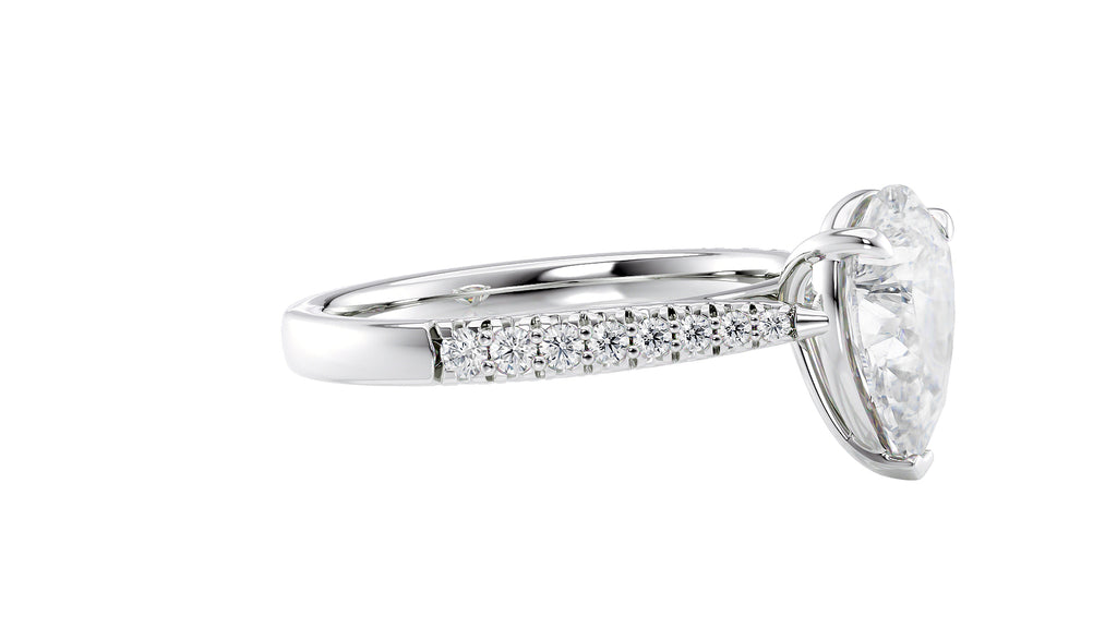 Pear Cut Solitaire Tapered Diamond Band Engagement Ring