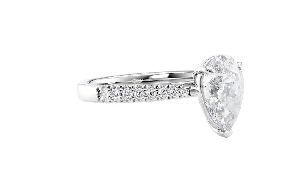 Pear Cut Solitaire Tapered Diamond Band Engagement Ring