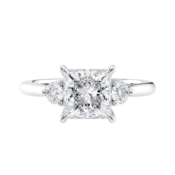 Lab Grown Princess Cut Classic 3 Stone Diamond Engagement Ring For Sale ...
