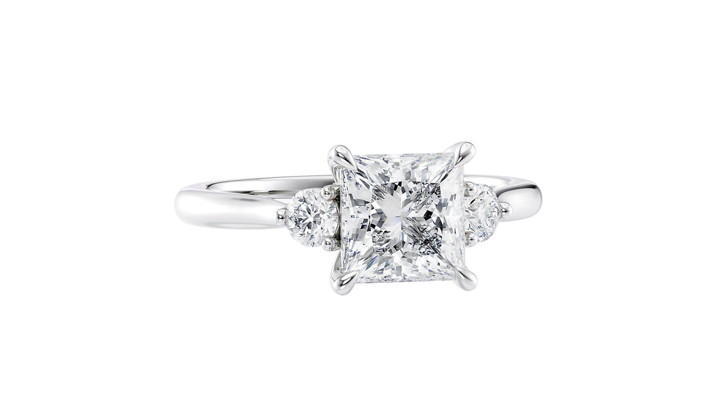 Princess Cut Classic 3 Stone Diamond Engagement Ring