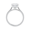 White gold princess cut solitaire diamond engagement ring side view.