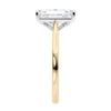 Radiant cut lab grown diamond solitaire engagement ring gold end view.