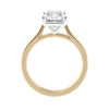 Radiant cut lab grown diamond solitaire engagement ring gold side view.