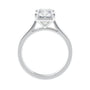 Radiant cut lab grown diamond solitaire engagement ring white gold side view.