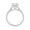 Radiant cut lab grown diamond solitaire engagement ring white gold side view.