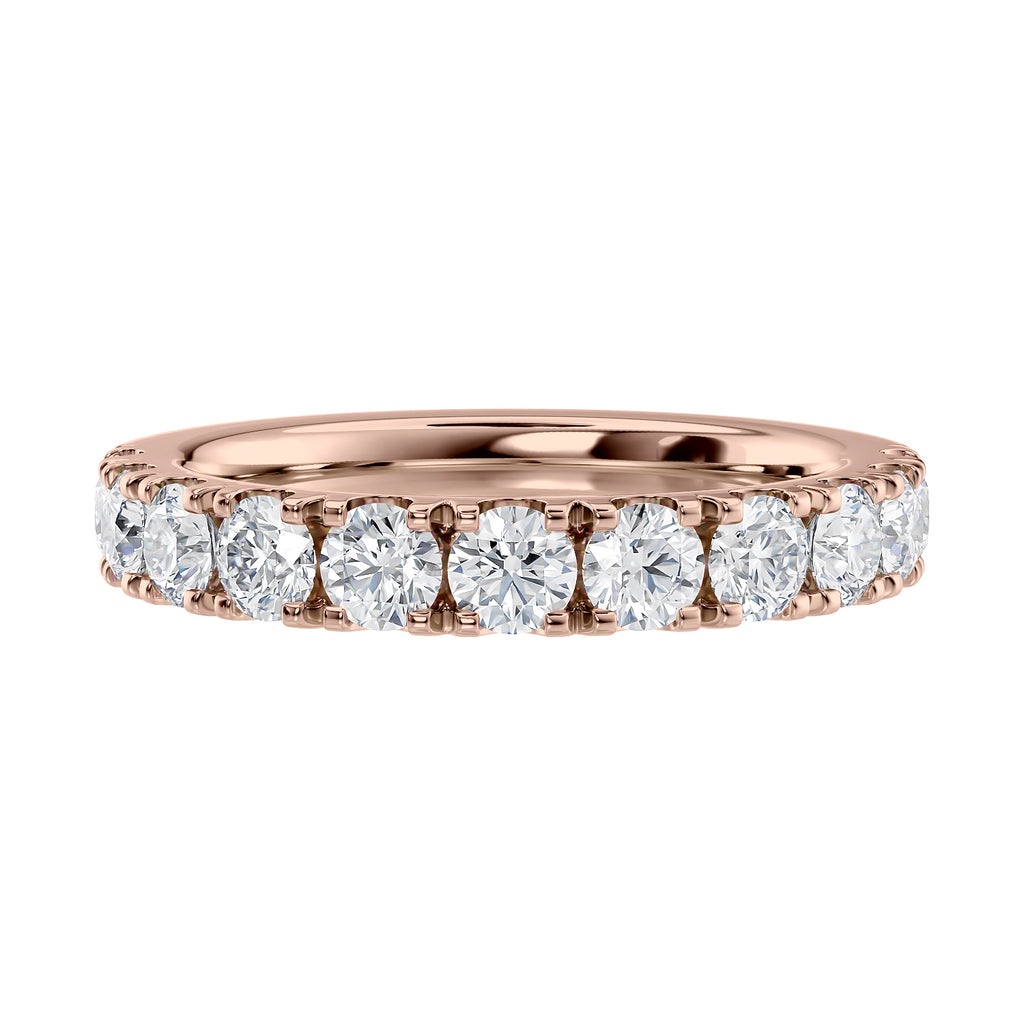 Diamond wedding ring 18ct rose gold front view.