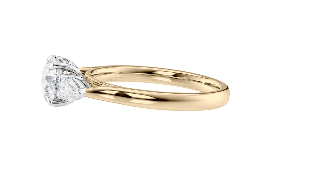Round and Pear Cut Trilogy Diamond Engagement Ring