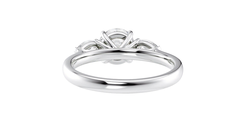 Round and Pear Cut Trilogy Diamond Engagement Ring