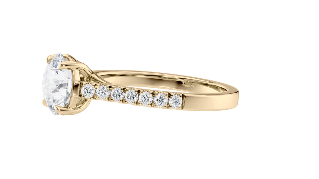 Round Solitaire Classic Diamond Band Engagement Ring