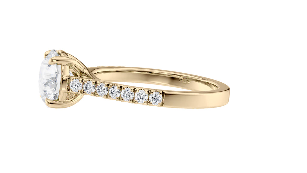 Round Solitaire Classic Diamond Band Engagement Ring