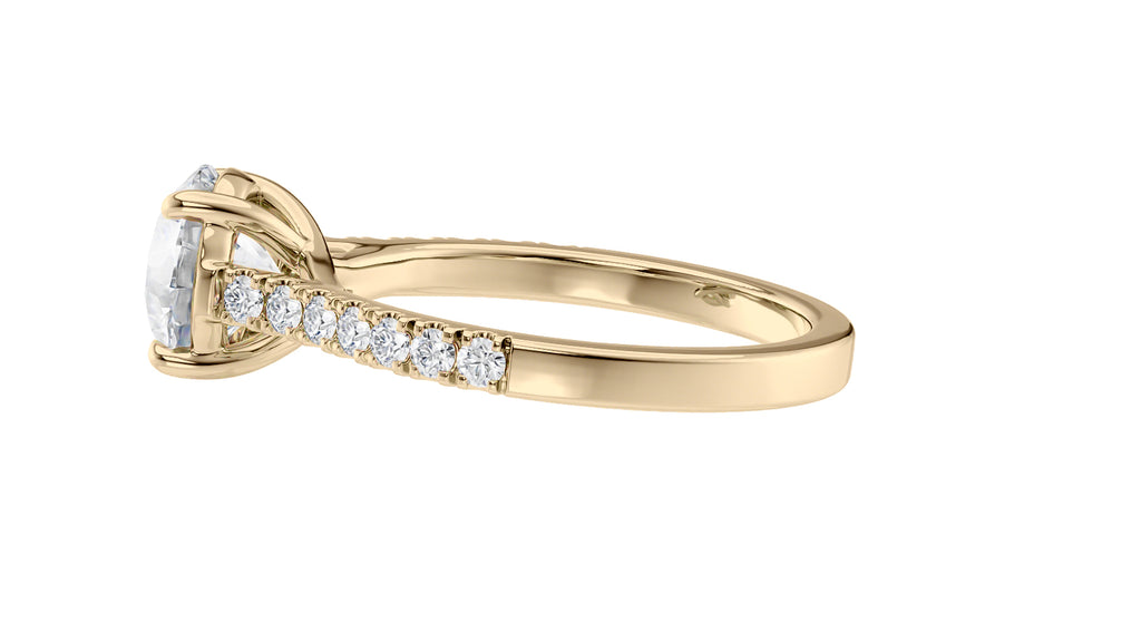 Round Solitaire Classic Diamond Band Engagement Ring