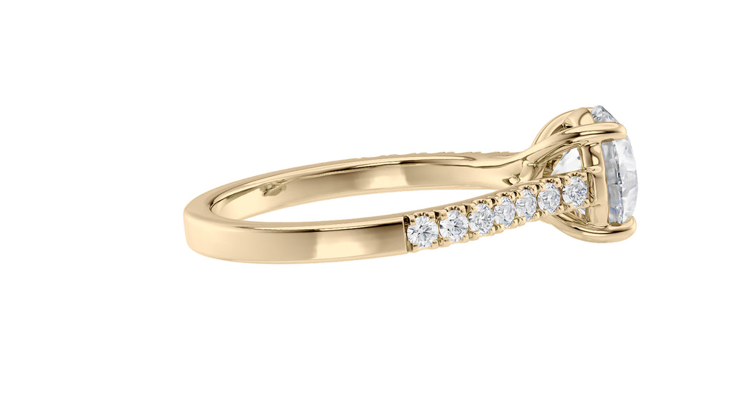 Round Solitaire Classic Diamond Band Engagement Ring