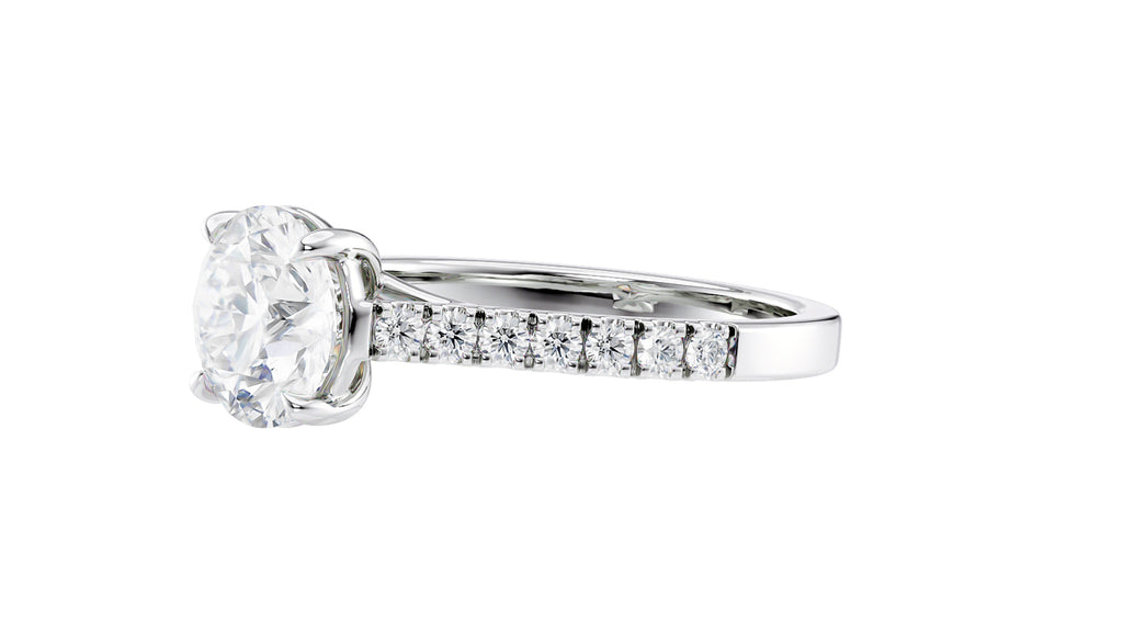 Round Solitaire Classic Diamond Band Engagement Ring
