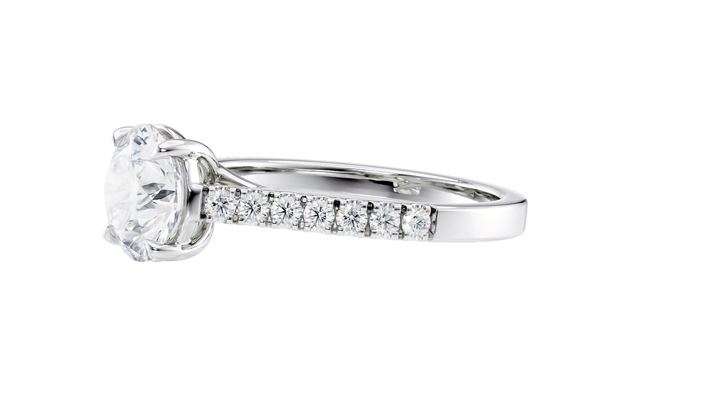 Round Solitaire Classic Diamond Band Engagement Ring
