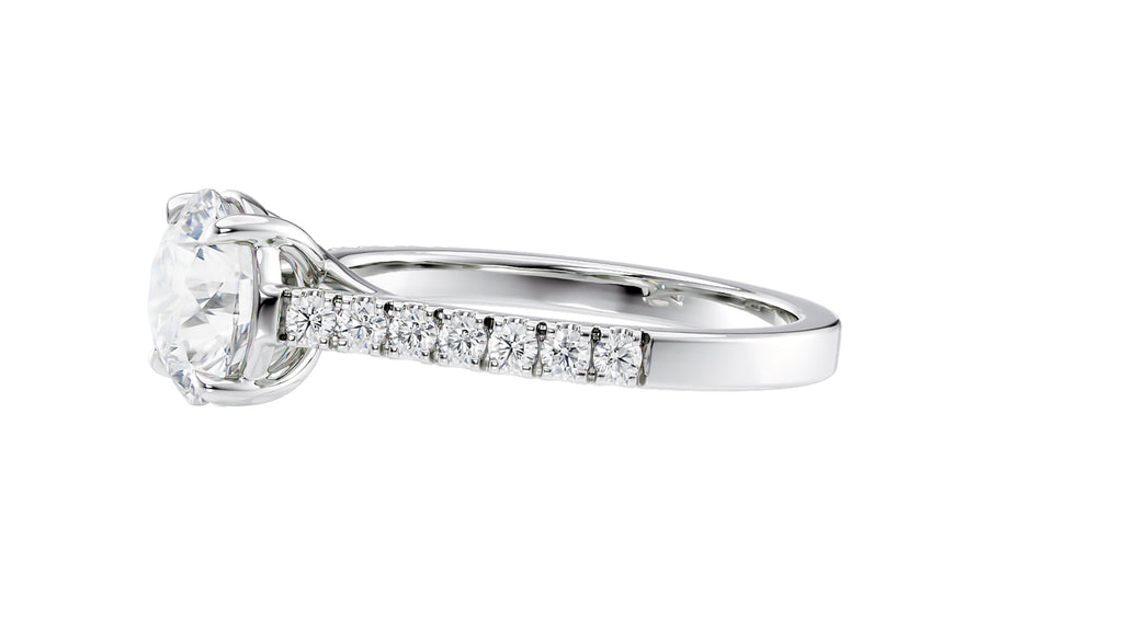 Round Solitaire Classic Diamond Band Engagement Ring