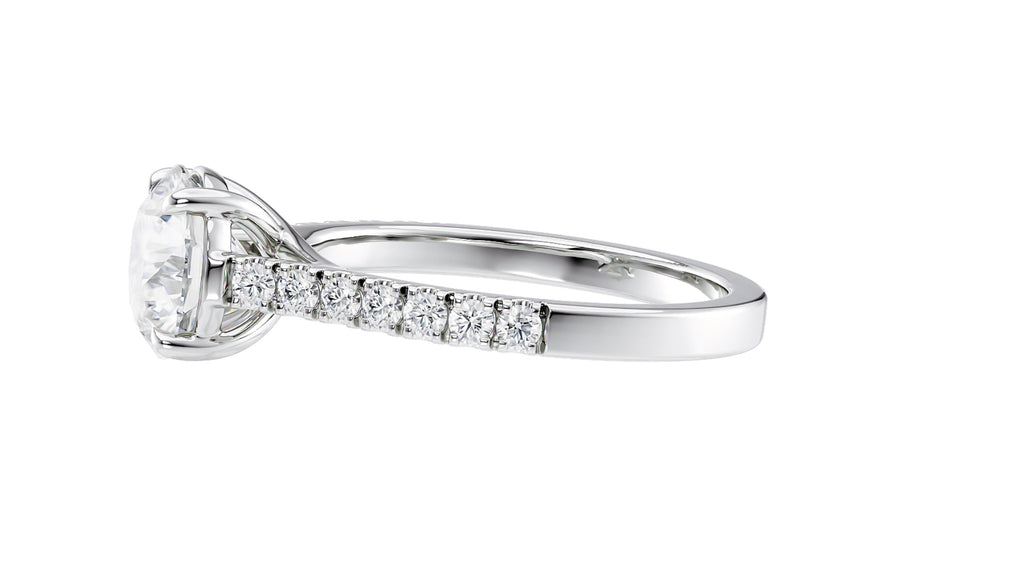 Round Solitaire Classic Diamond Band Engagement Ring