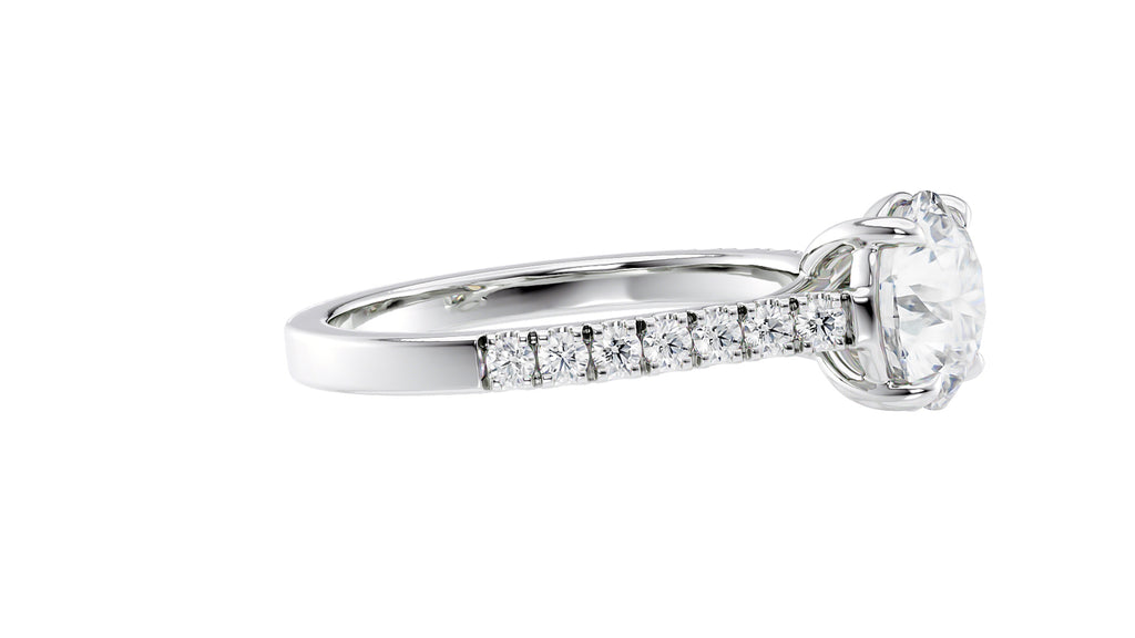 Round Solitaire Classic Diamond Band Engagement Ring