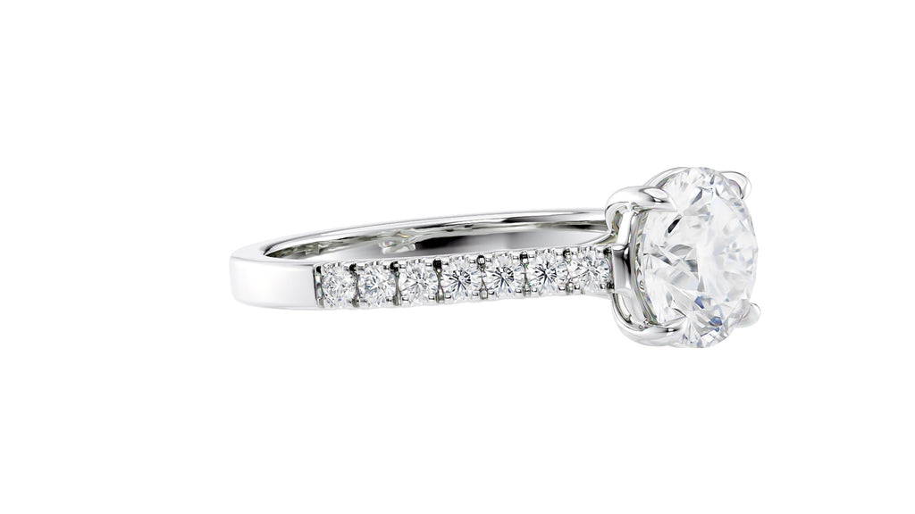 Round Solitaire Classic Diamond Band Engagement Ring