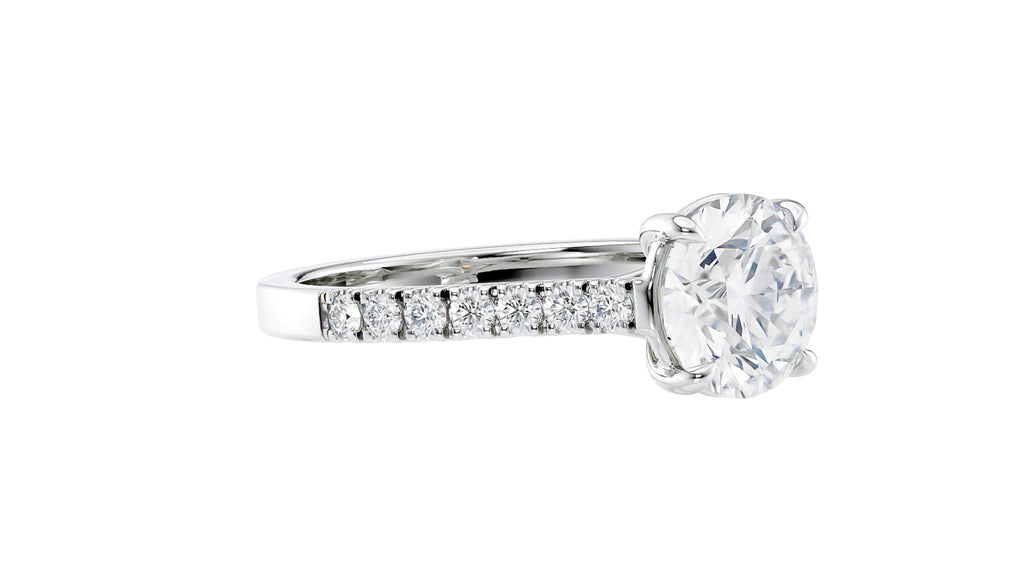 Round Solitaire Classic Diamond Band Engagement Ring