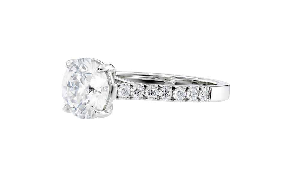 Round Solitaire Classic Diamond Band Engagement Ring