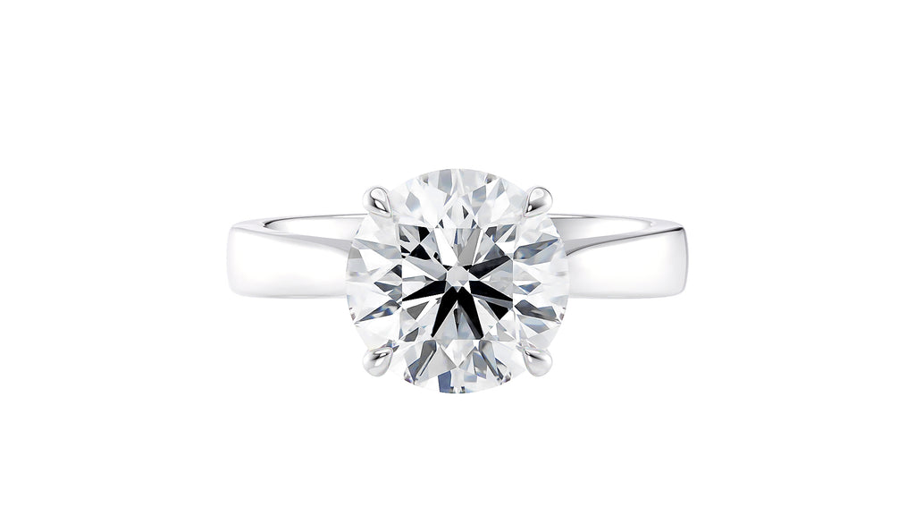 Round Solitaire Wide Band Lab Grown Diamond Engagement Ring