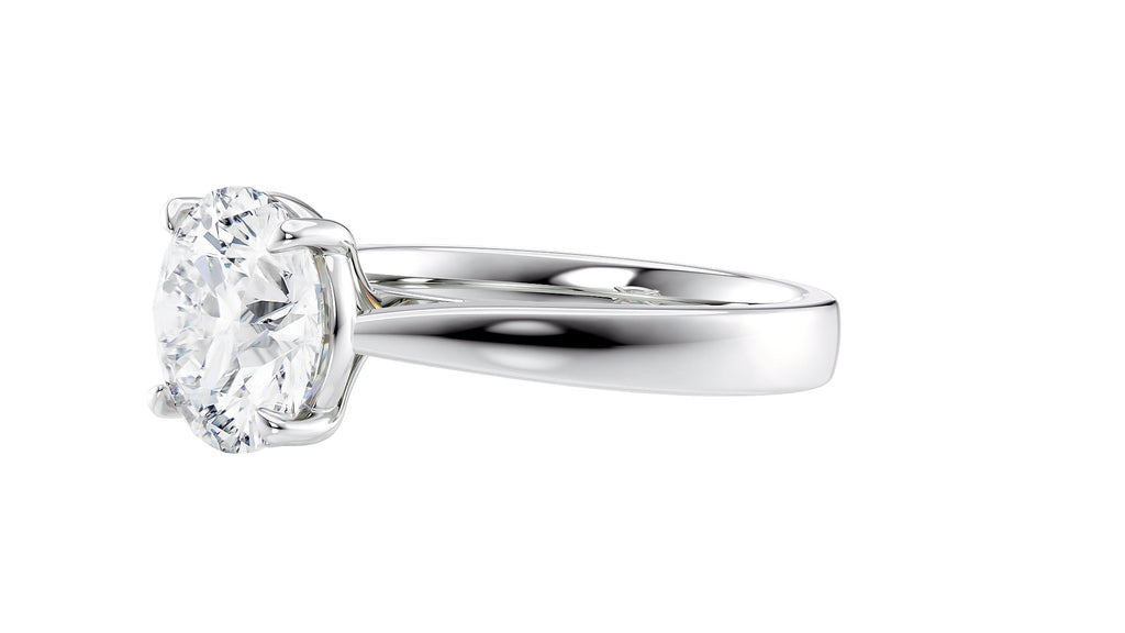 Round Solitaire Wide Band Diamond Engagement Ring
