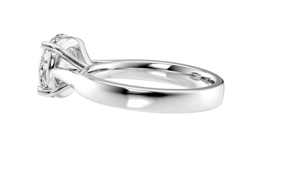 Round Solitaire Wide Band Diamond Engagement Ring
