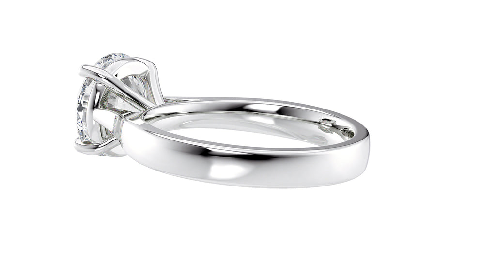 Round Solitaire Wide Band Diamond Engagement Ring