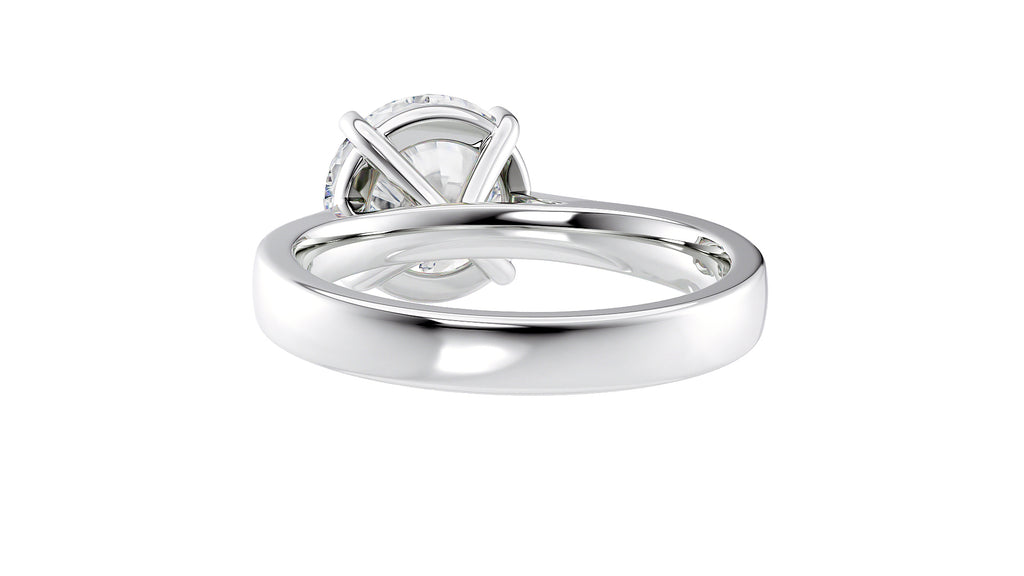 Round Solitaire Wide Band Diamond Engagement Ring