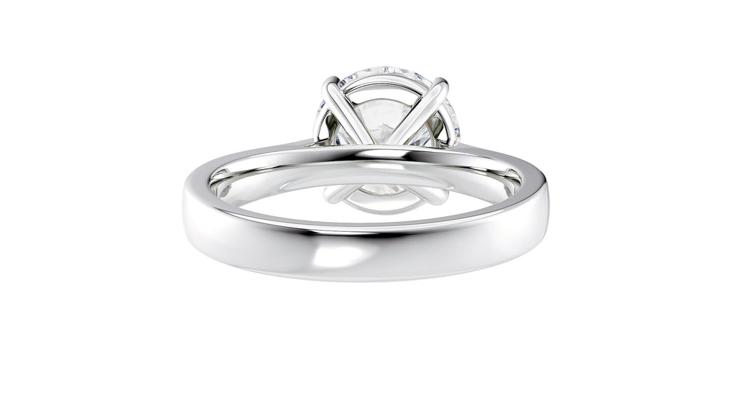 Round Solitaire Wide Band Diamond Engagement Ring