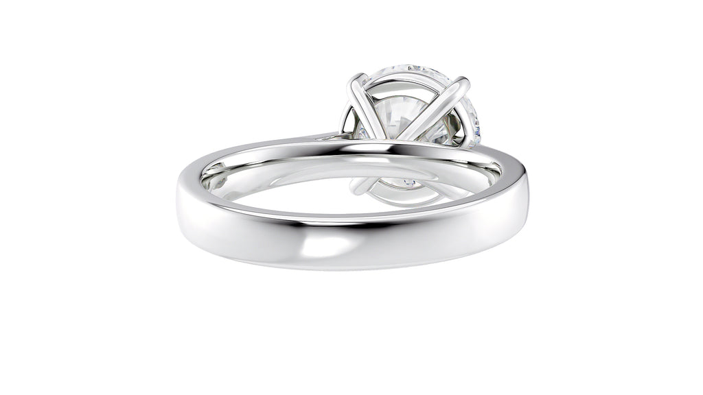 Round Solitaire Wide Band Diamond Engagement Ring