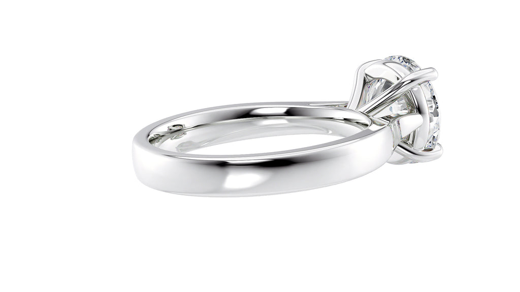 Round Solitaire Wide Band Diamond Engagement Ring