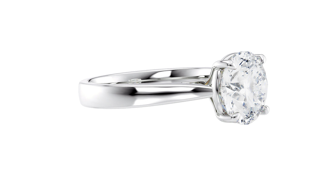 Round Solitaire Wide Band Diamond Engagement Ring
