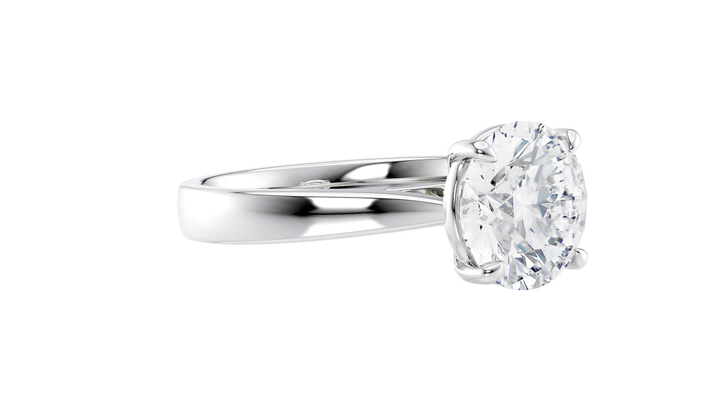 Round Solitaire Wide Band Diamond Engagement Ring