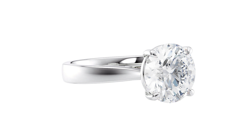 Round Solitaire Wide Band Diamond Engagement Ring