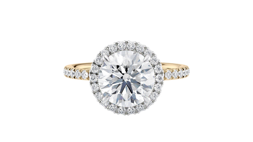 Round Halo Diamond Band Engagement Ring