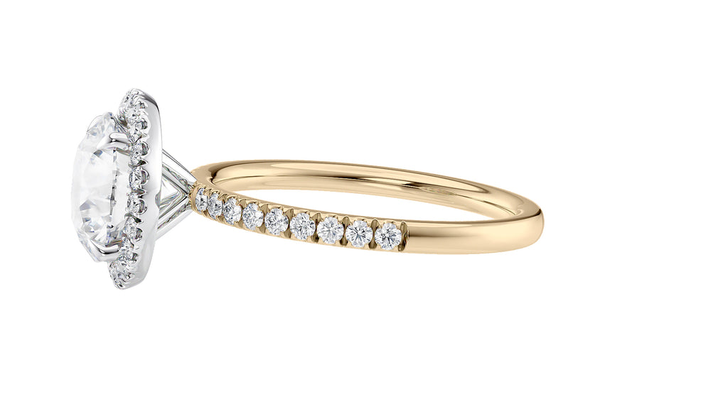 Round Halo Diamond Band Engagement Ring