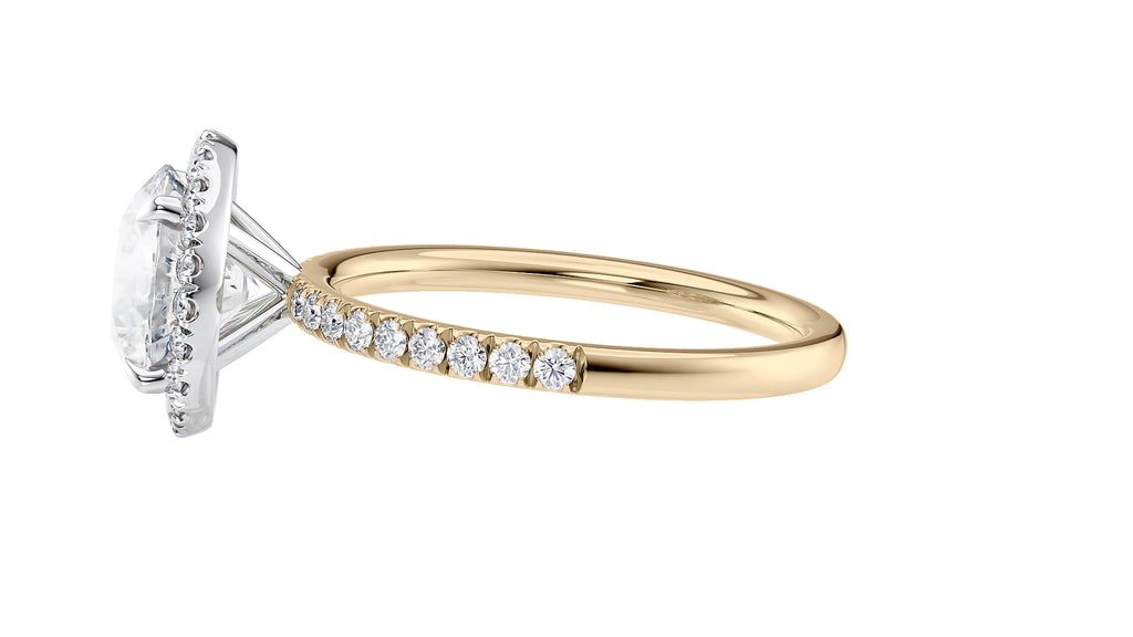 Round Halo Diamond Band Engagement Ring